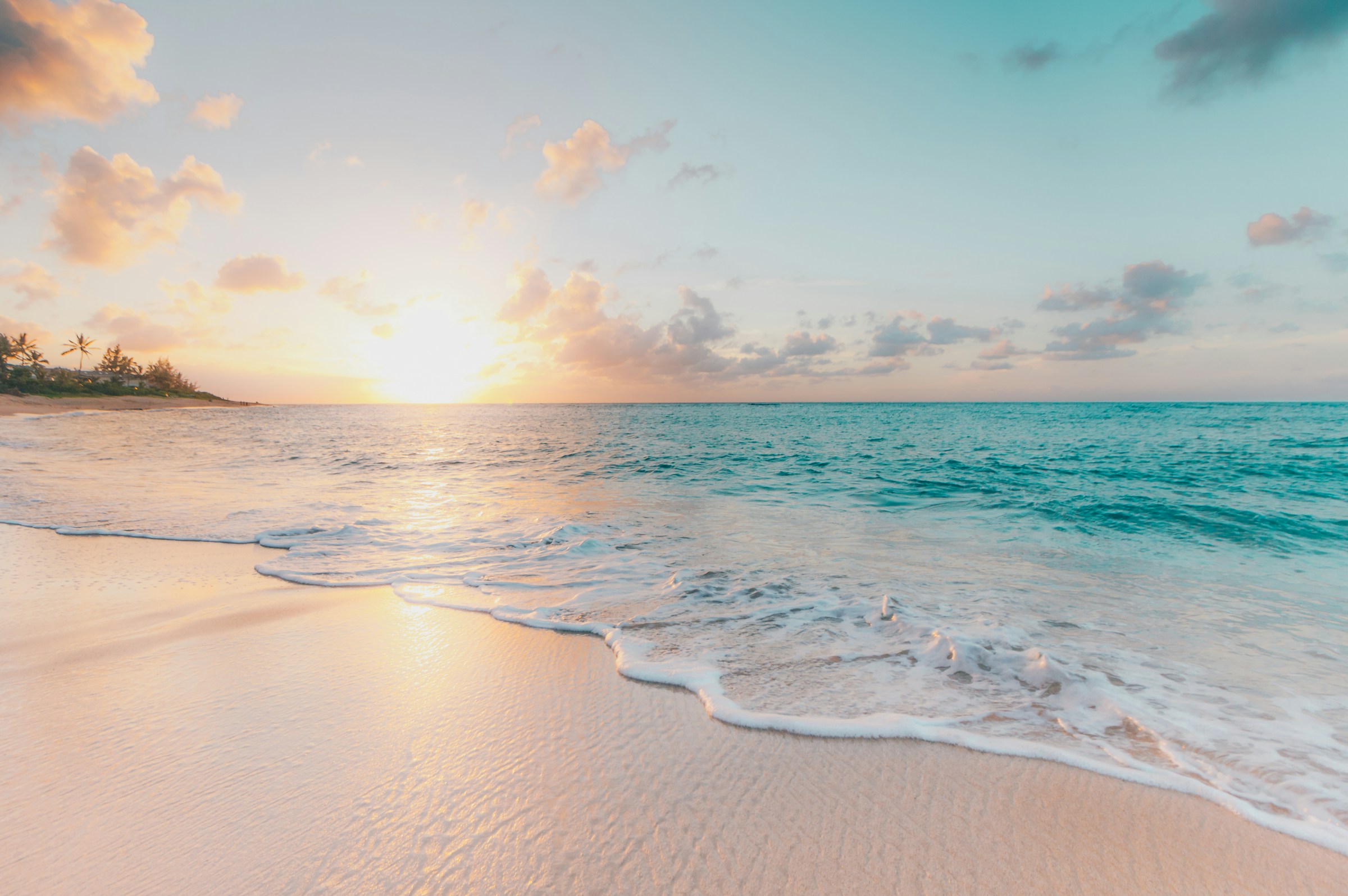 Turquoise water and white sand beach